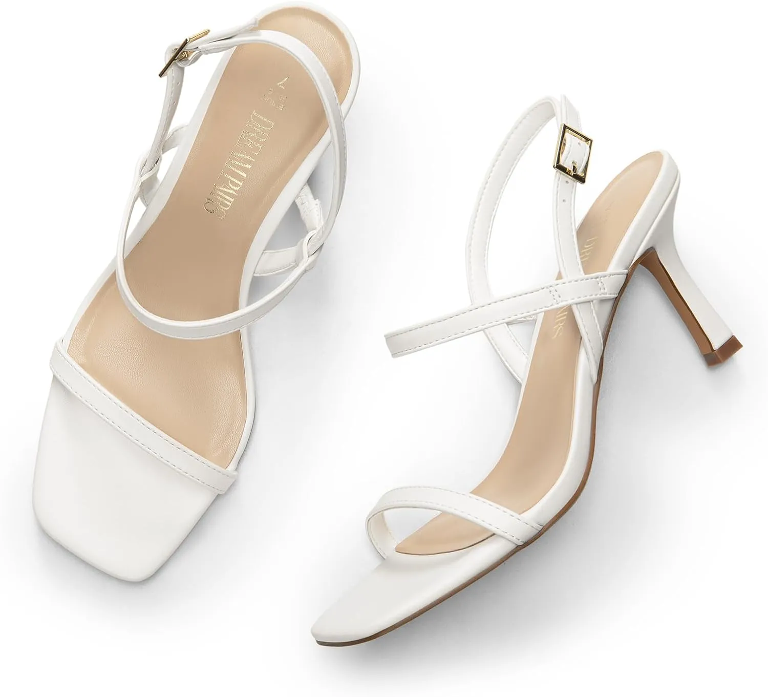 DREAM PAIRS Womens Slingback Heels Square Open Toe Strappy Sandals Ankle Strap High Heeled Dressy Shoes