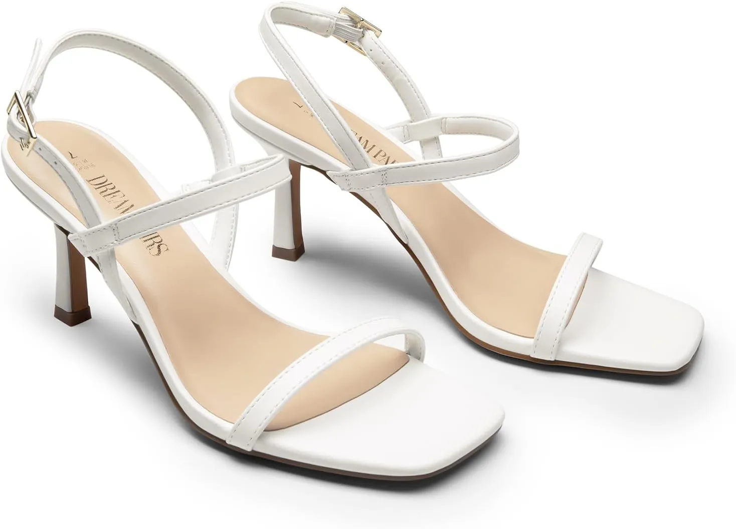 DREAM PAIRS Womens Slingback Heels Square Open Toe Strappy Sandals Ankle Strap High Heeled Dressy Shoes