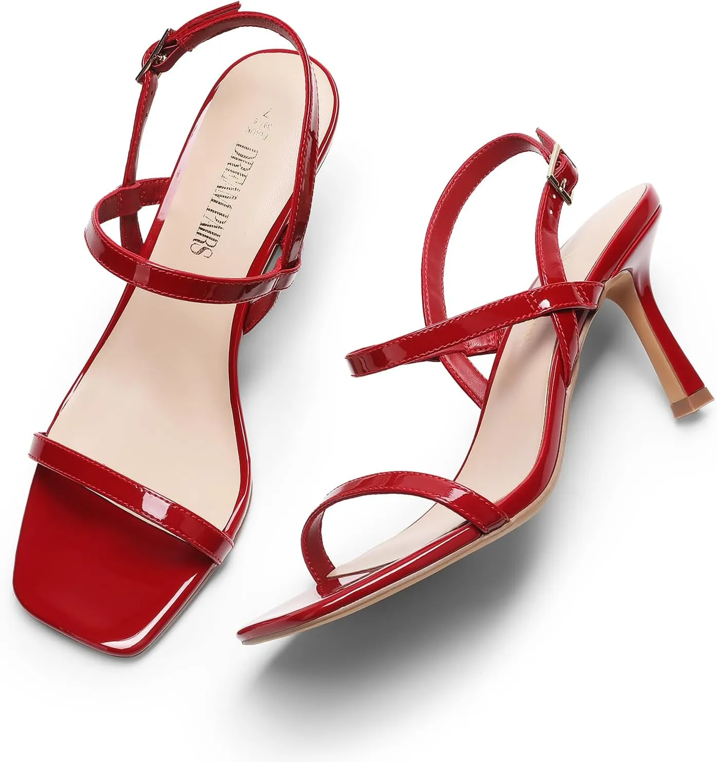 DREAM PAIRS Womens Slingback Heels Square Open Toe Strappy Sandals Ankle Strap High Heeled Dressy Shoes