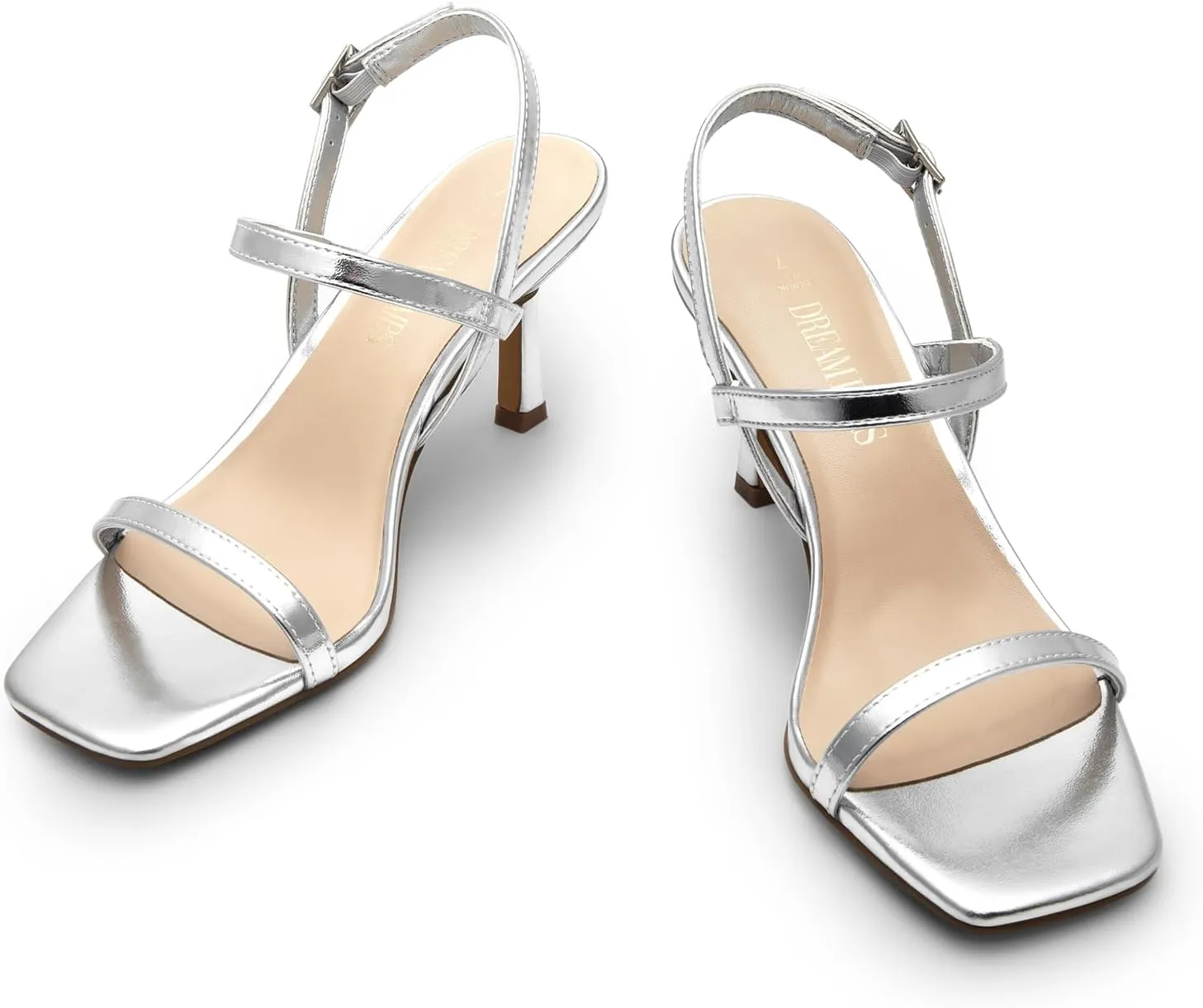 DREAM PAIRS Womens Slingback Heels Square Open Toe Strappy Sandals Ankle Strap High Heeled Dressy Shoes