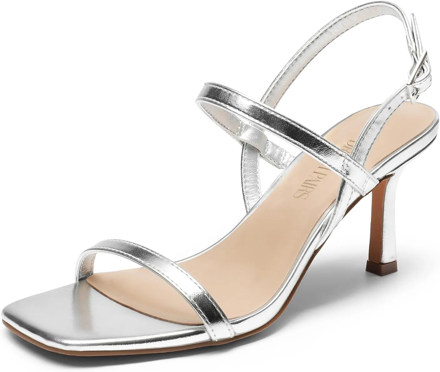 DREAM PAIRS Womens Slingback Heels Square Open Toe Strappy Sandals Ankle Strap High Heeled Dressy Shoes