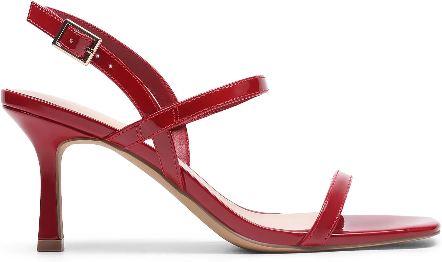 DREAM PAIRS Womens Slingback Heels Square Open Toe Strappy Sandals Ankle Strap High Heeled Dressy Shoes