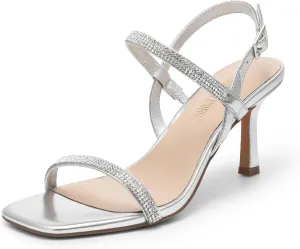 DREAM PAIRS Womens Slingback Heels Square Open Toe Strappy Sandals Ankle Strap High Heeled Dressy Shoes