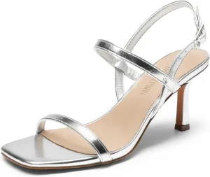DREAM PAIRS Womens Slingback Heels Square Open Toe Strappy Sandals Ankle Strap High Heeled Dressy Shoes
