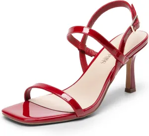 DREAM PAIRS Womens Slingback Heels Square Open Toe Strappy Sandals Ankle Strap High Heeled Dressy Shoes