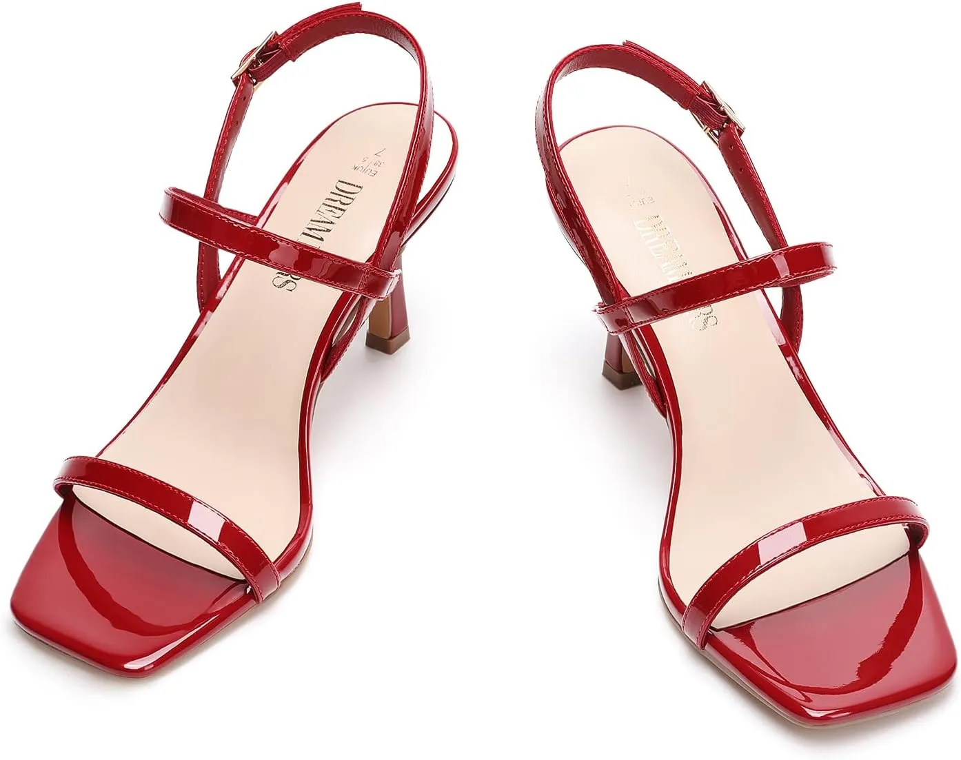 DREAM PAIRS Womens Slingback Heels Square Open Toe Strappy Sandals Ankle Strap High Heeled Dressy Shoes