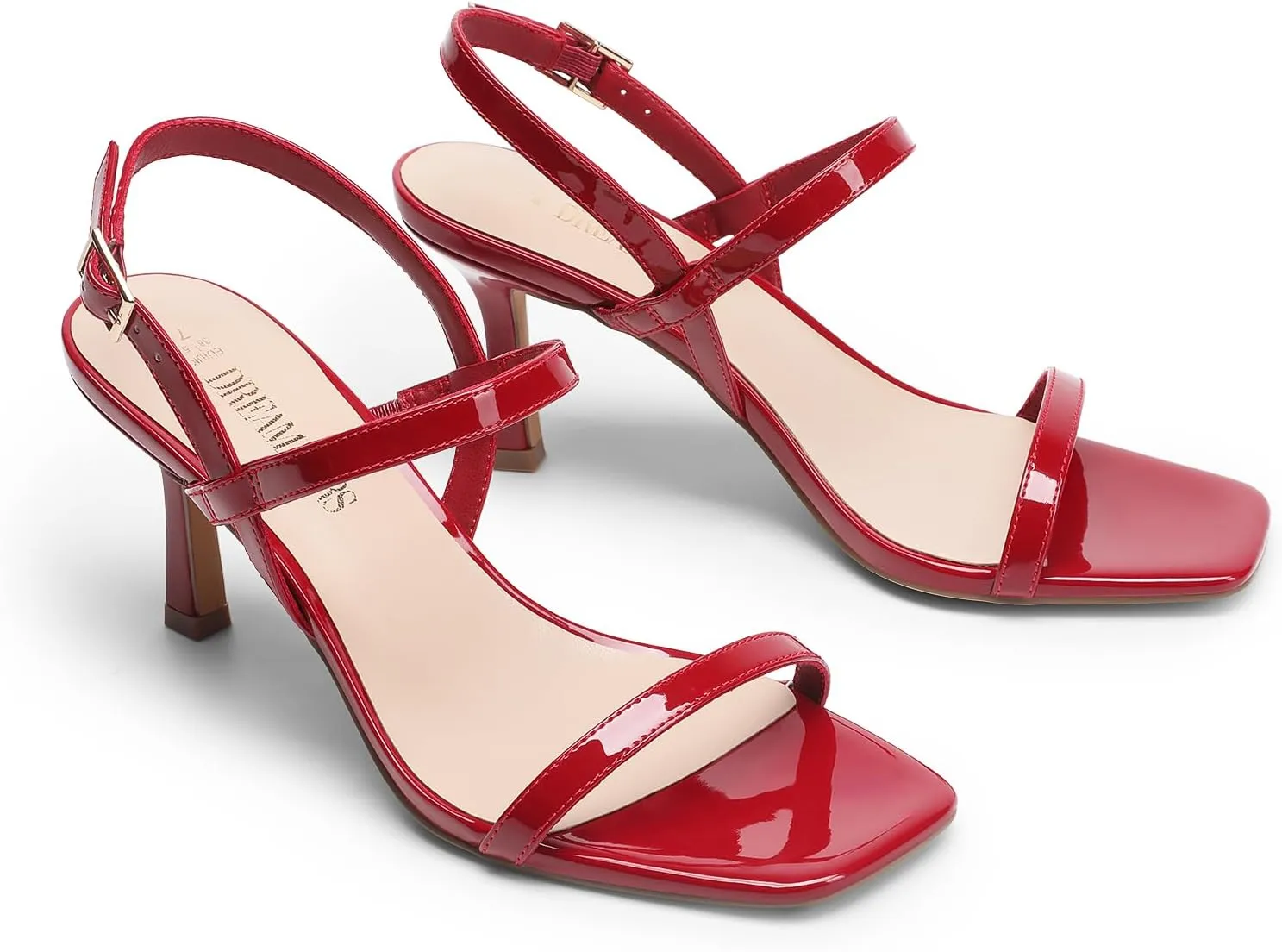 DREAM PAIRS Womens Slingback Heels Square Open Toe Strappy Sandals Ankle Strap High Heeled Dressy Shoes