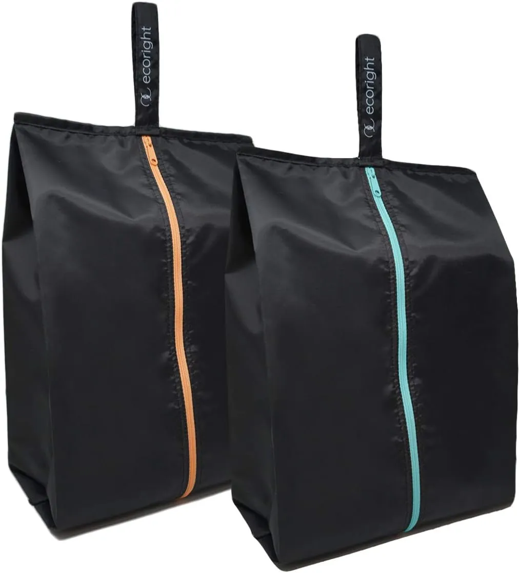 Ecoright Shoe Bags for Travel, Set of 2, 100% Recycled Water-Resistant Zipper Pouch Bags, Shoe Bags for Storage, Travel Essentials for Men & Women