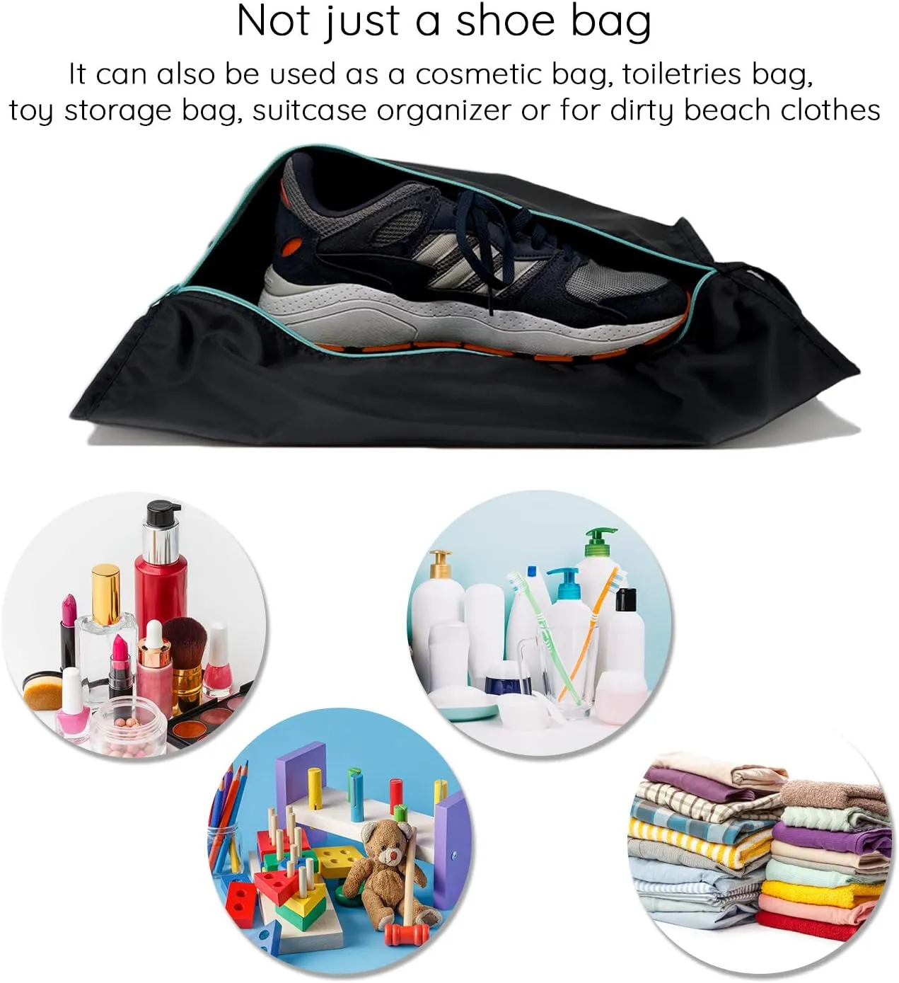 Ecoright Shoe Bags for Travel, Set of 2, 100% Recycled Water-Resistant Zipper Pouch Bags, Shoe Bags for Storage, Travel Essentials for Men & Women