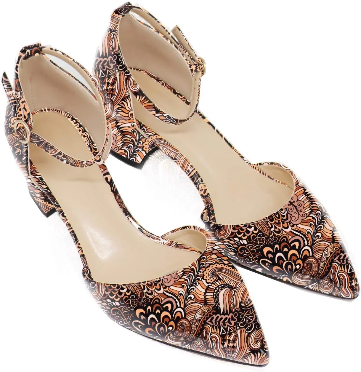 Eldof Pointed Toe Pumps,Ankle Strap Chic Pumps,Classy Block Heel 2" Heel for Office Dress