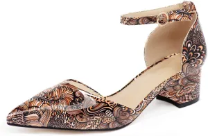 Eldof Pointed Toe Pumps,Ankle Strap Chic Pumps,Classy Block Heel 2" Heel for Office Dress