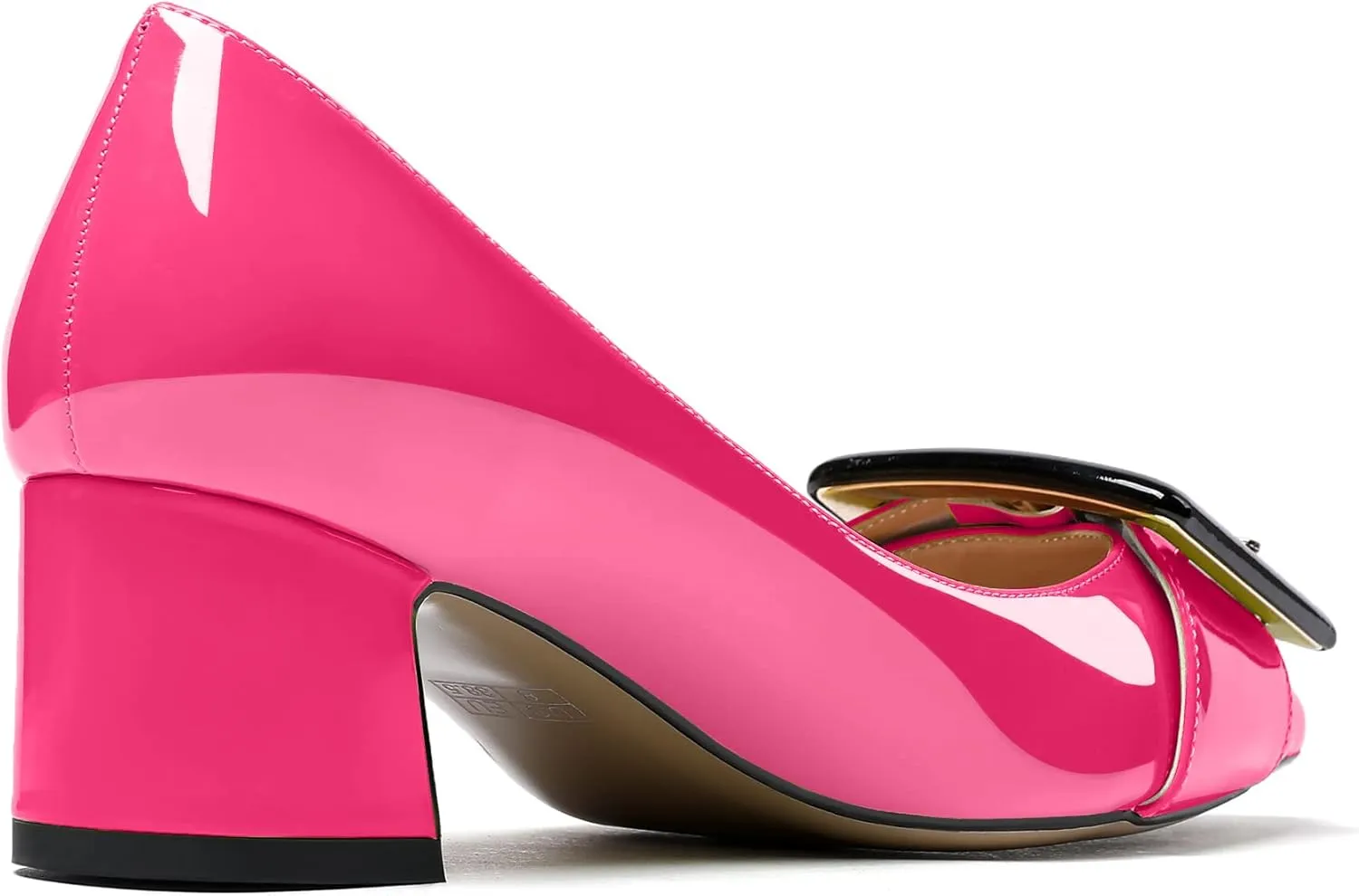 Eldof Pointed Toe Pumps,Classy 2 Inches Block Heel Chic Pumps, Confort Buckle Heel for Office Wedding Dress