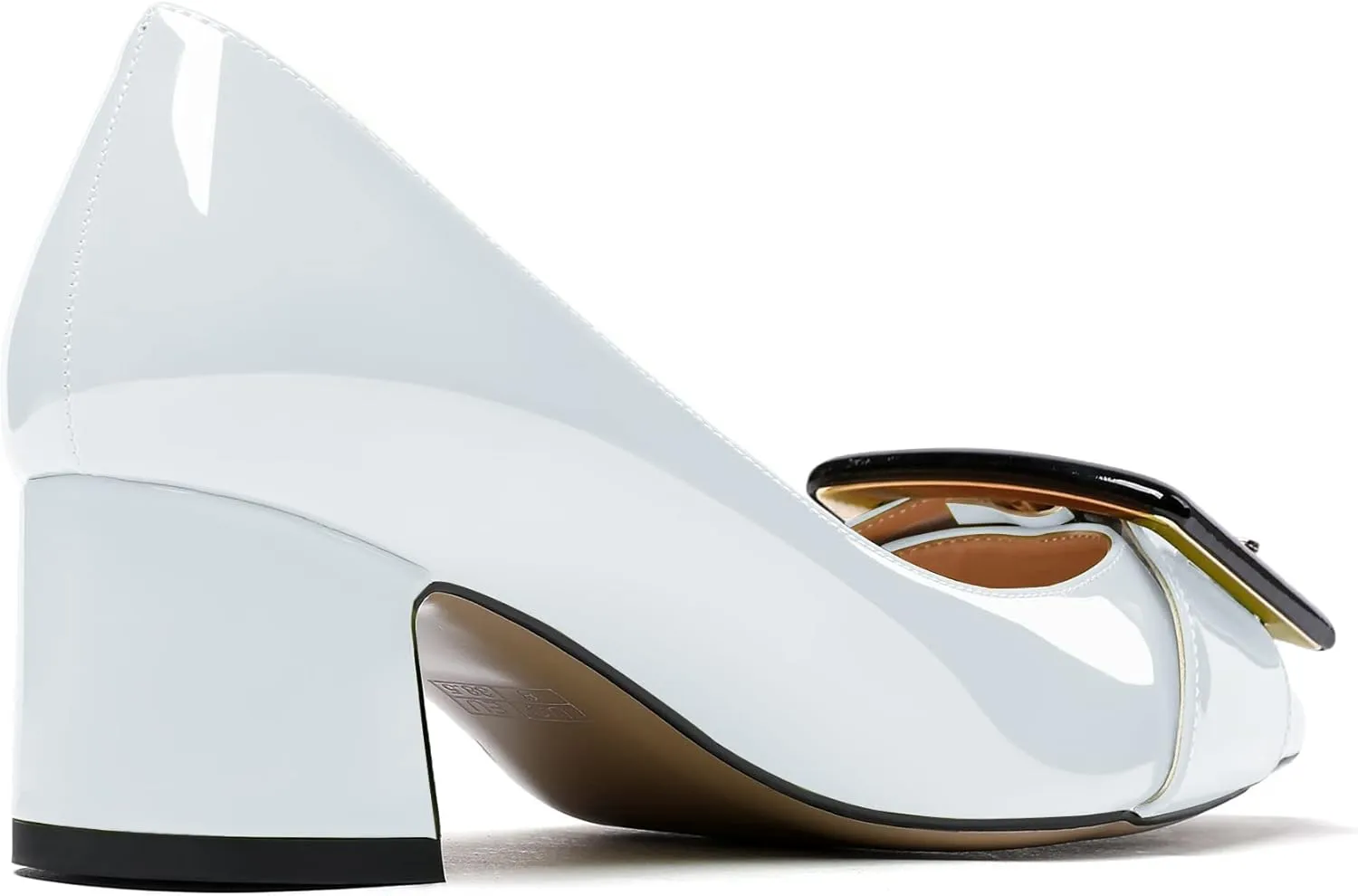 Eldof Pointed Toe Pumps,Classy 2 Inches Block Heel Chic Pumps, Confort Buckle Heel for Office Wedding Dress