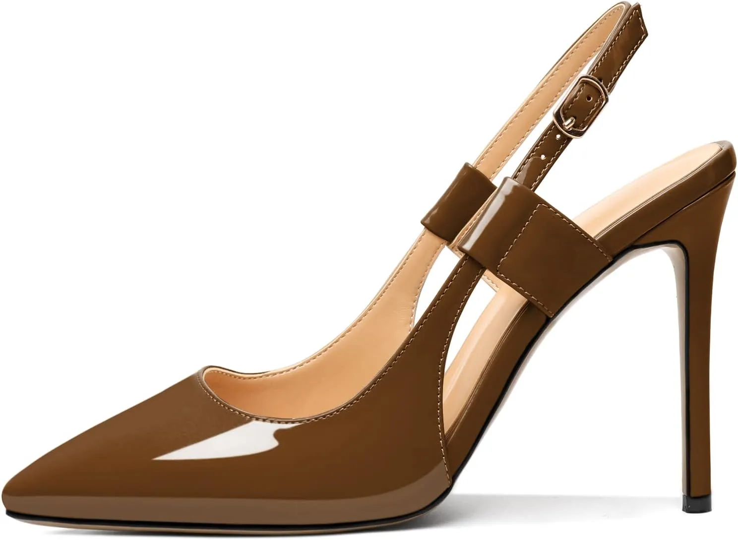 Eldof Pointed Toe Slingback Sandals,Ankle Strap Chic Pumps,Classy High Heel 4" Heel for Office Dress