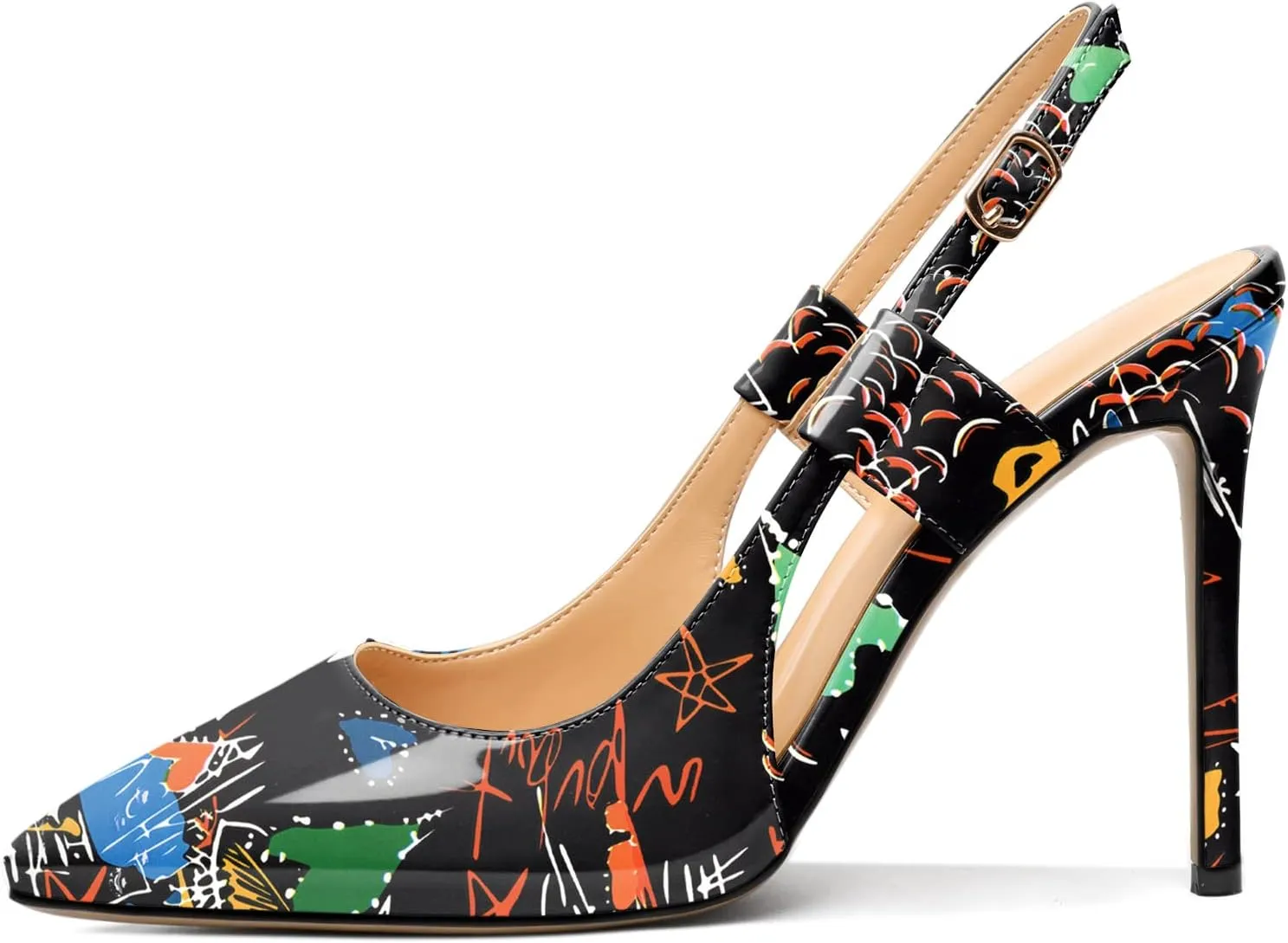 Eldof Pointed Toe Slingback Sandals,Ankle Strap Chic Pumps,Classy High Heel 4" Heel for Office Dress