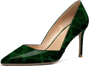 Eldof Women's Pointed Toe Cut Out D'Orsay Slip On High Heel Pumps Comfortable Stilettos 3.4 Inch Heeled Shoes for Dress Party Wedding