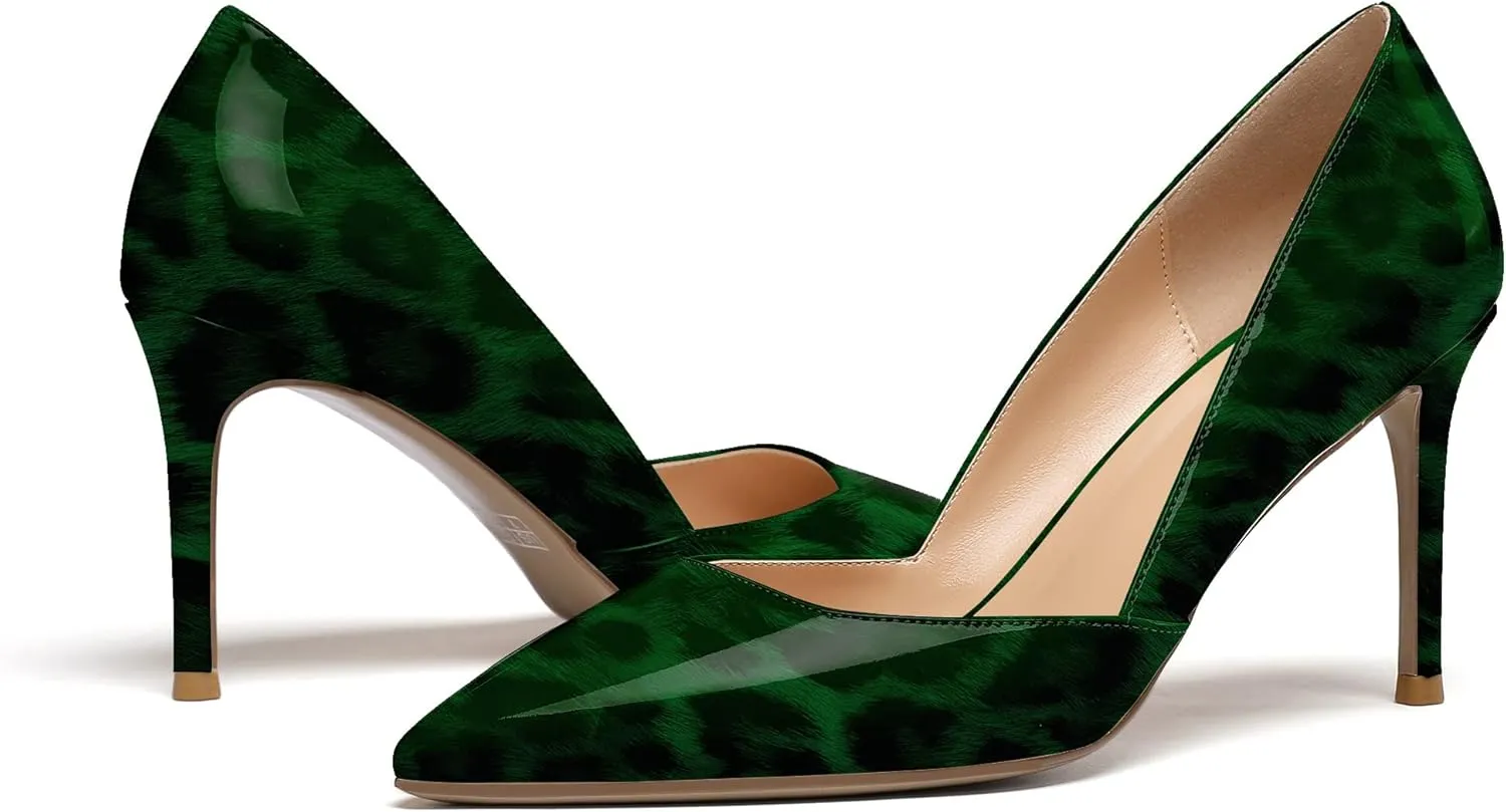 Eldof Women's Pointed Toe Cut Out D'Orsay Slip On High Heel Pumps Comfortable Stilettos 3.4 Inch Heeled Shoes for Dress Party Wedding