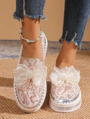 Elegant Handmade Mesh Casual Sports Shoes for Women – Breathable, Floral