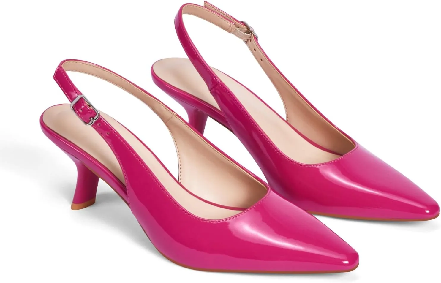Elisabet Tang Women's Pumps 2.4 Inch Slingback Kitten Heels Closed Pointed Toe Low Heels for Bridal Dress Wedding Pumps Shoes