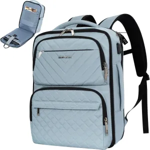 EMPSIGN Travel Backpack for Women, Large Carry On Backpack Airline Approved Personal Item, 17 inch TSA Friendly Laptop Backpack with USB Port, Casual Daypack for Weekender Business Hiking, Light Blue