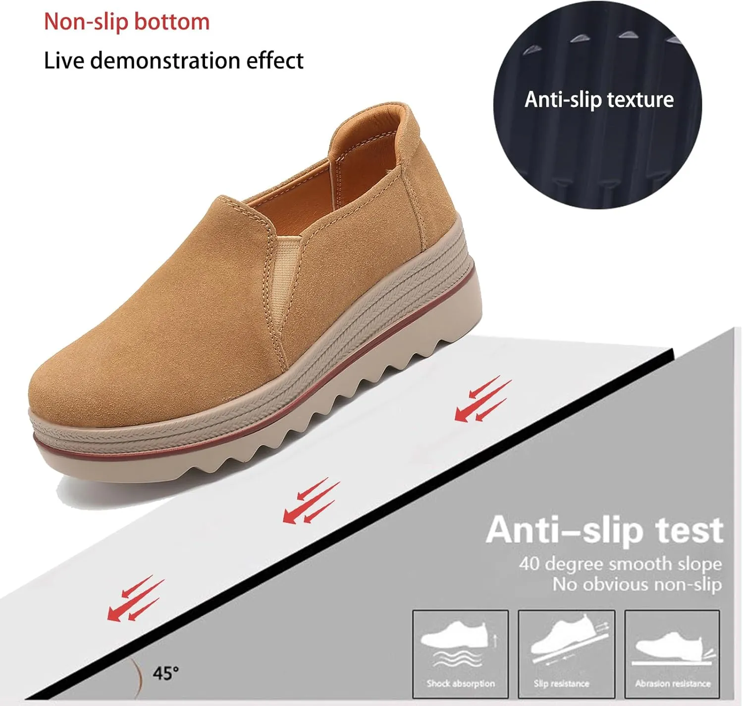 EnllerviiD Women's Platform Loafers Slip-On Comfortable Suede Moccasins Wedge Penny Loafers Casual Business Work Shoes