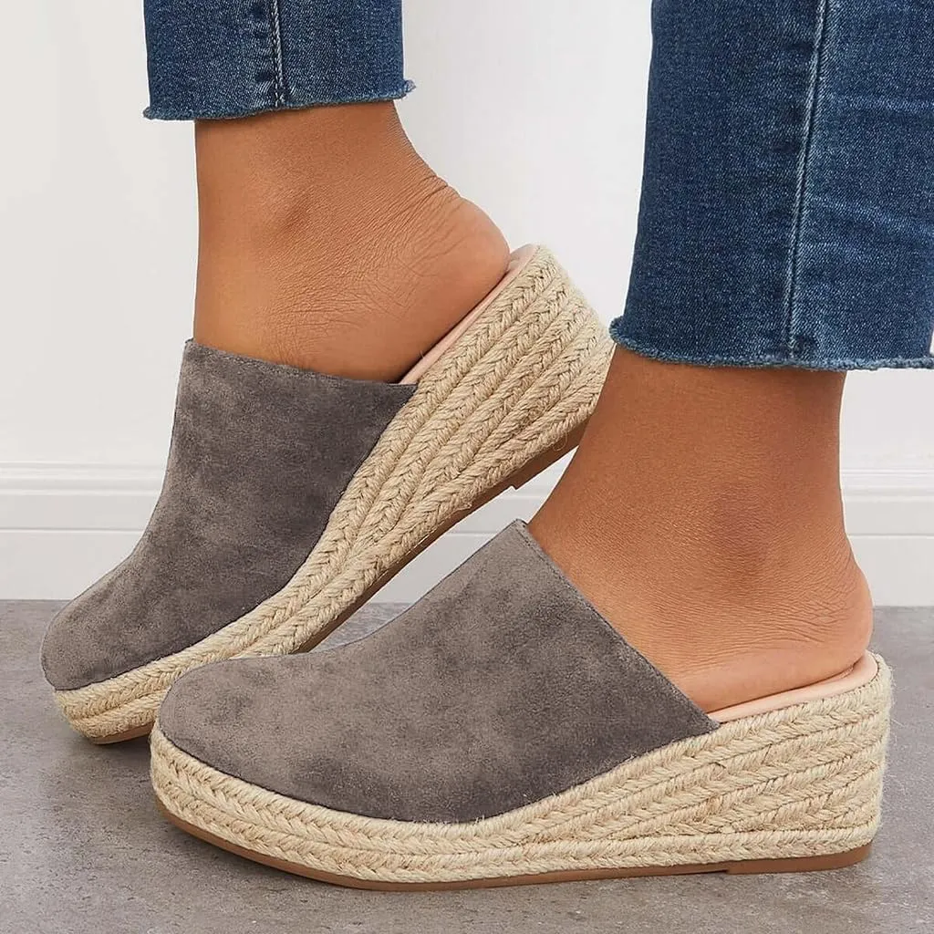Espadrilles Mule Wedges Platform Slip on Backless Sandals