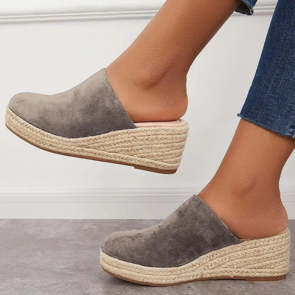 Espadrilles Mule Wedges Platform Slip on Backless Sandals