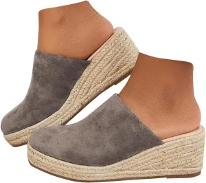 Espadrilles Mule Wedges Platform Slip on Backless Sandals