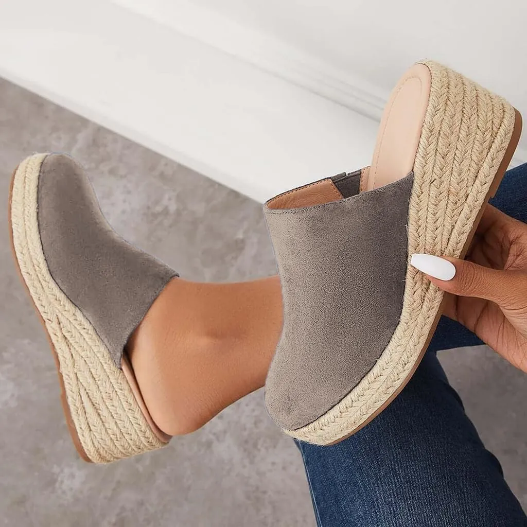 Espadrilles Mule Wedges Platform Slip on Backless Sandals