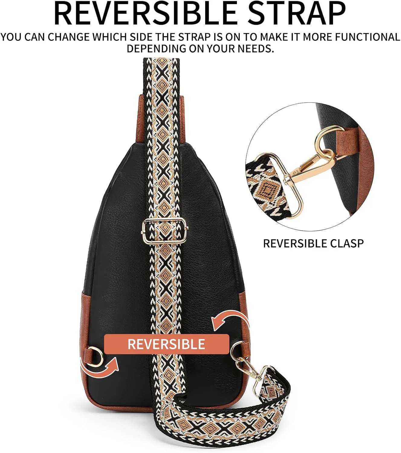 FALAN MULE Crossbody Bags for Women Leather Sling Chest Bag Trendy Fanny Packs for Women