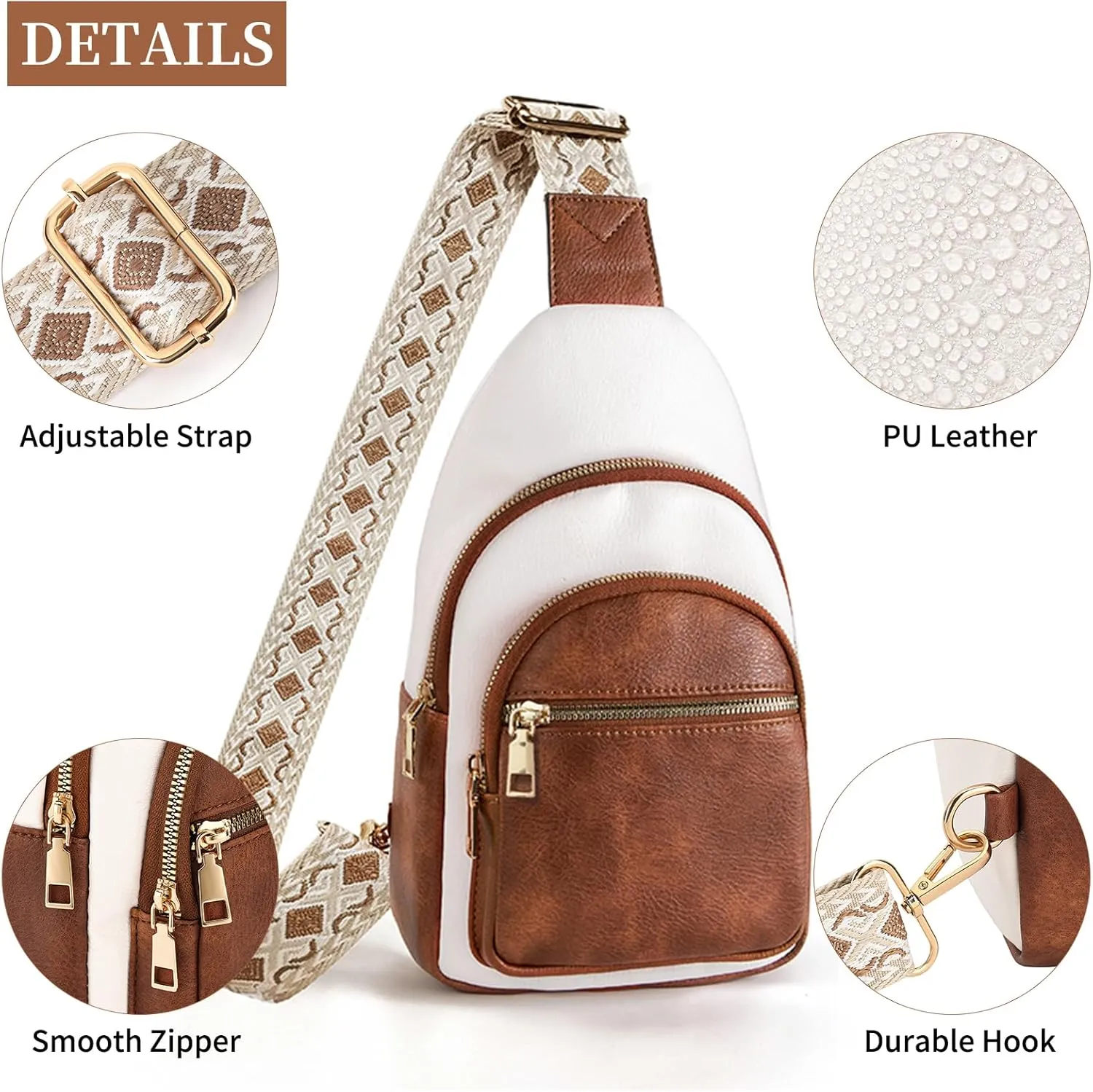 FALAN MULE Crossbody Bags for Women Leather Sling Chest Bag Trendy Fanny Packs for Women