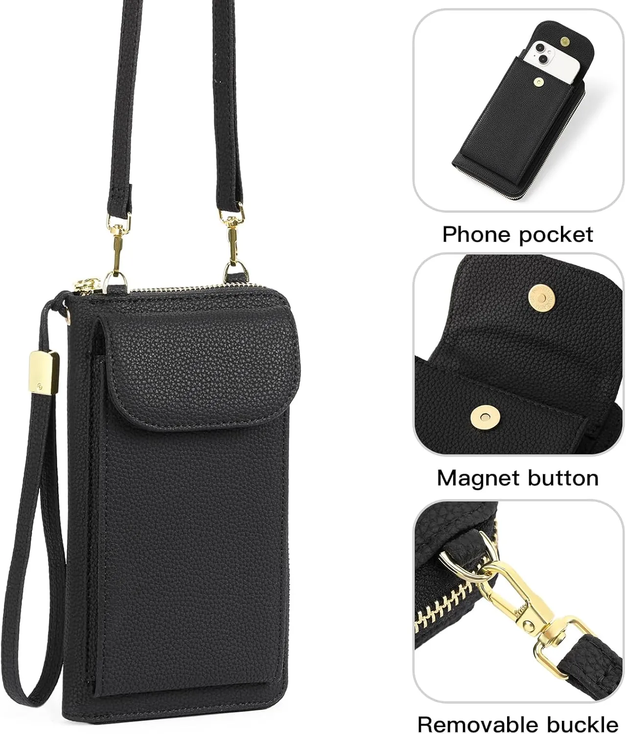 FALAN MULE Small Cell Phone Crossbody Bag Purse for Women, PU Leather Wallet Purse…
