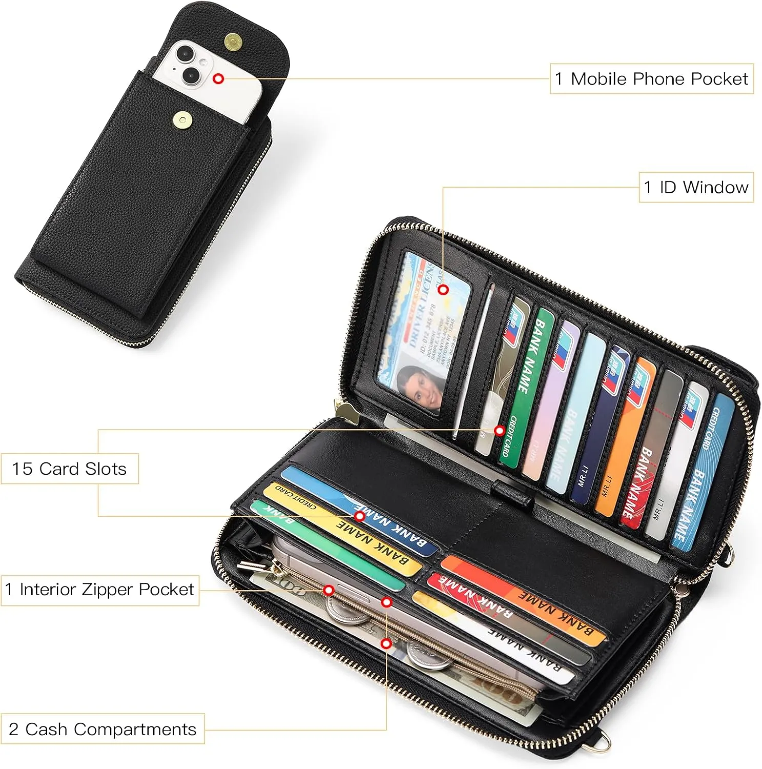 FALAN MULE Small Cell Phone Crossbody Bag Purse for Women, PU Leather Wallet Purse…