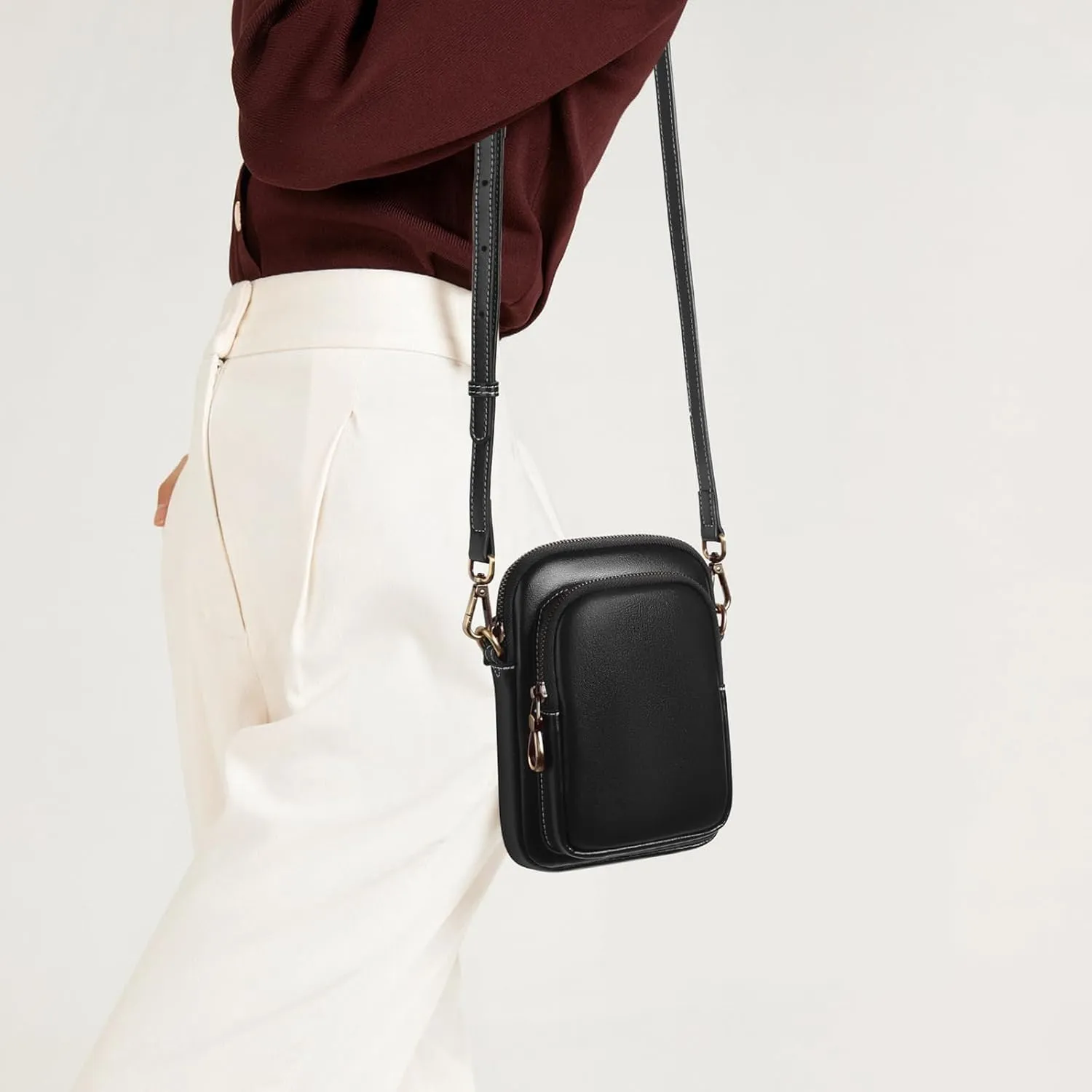 FALAN MULE Small Crossbody Bags for Women,Leather Trendy Cell Phone Bag Wallet Purses with Adjustable Strap