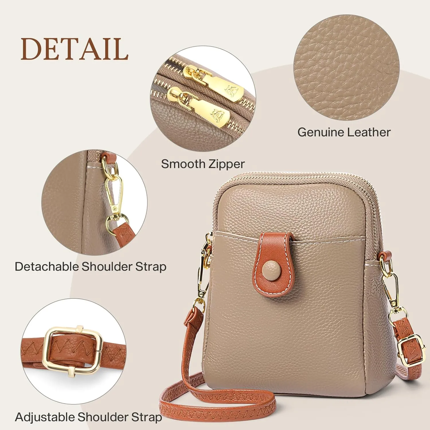 FALAN MULE Small Crossbody Bags for Women,Leather Trendy Cell Phone Bag Wallet Purses with Adjustable Strap
