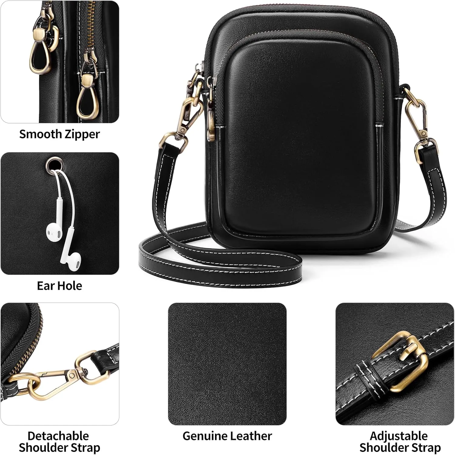 FALAN MULE Small Crossbody Bags for Women,Leather Trendy Cell Phone Bag Wallet Purses with Adjustable Strap