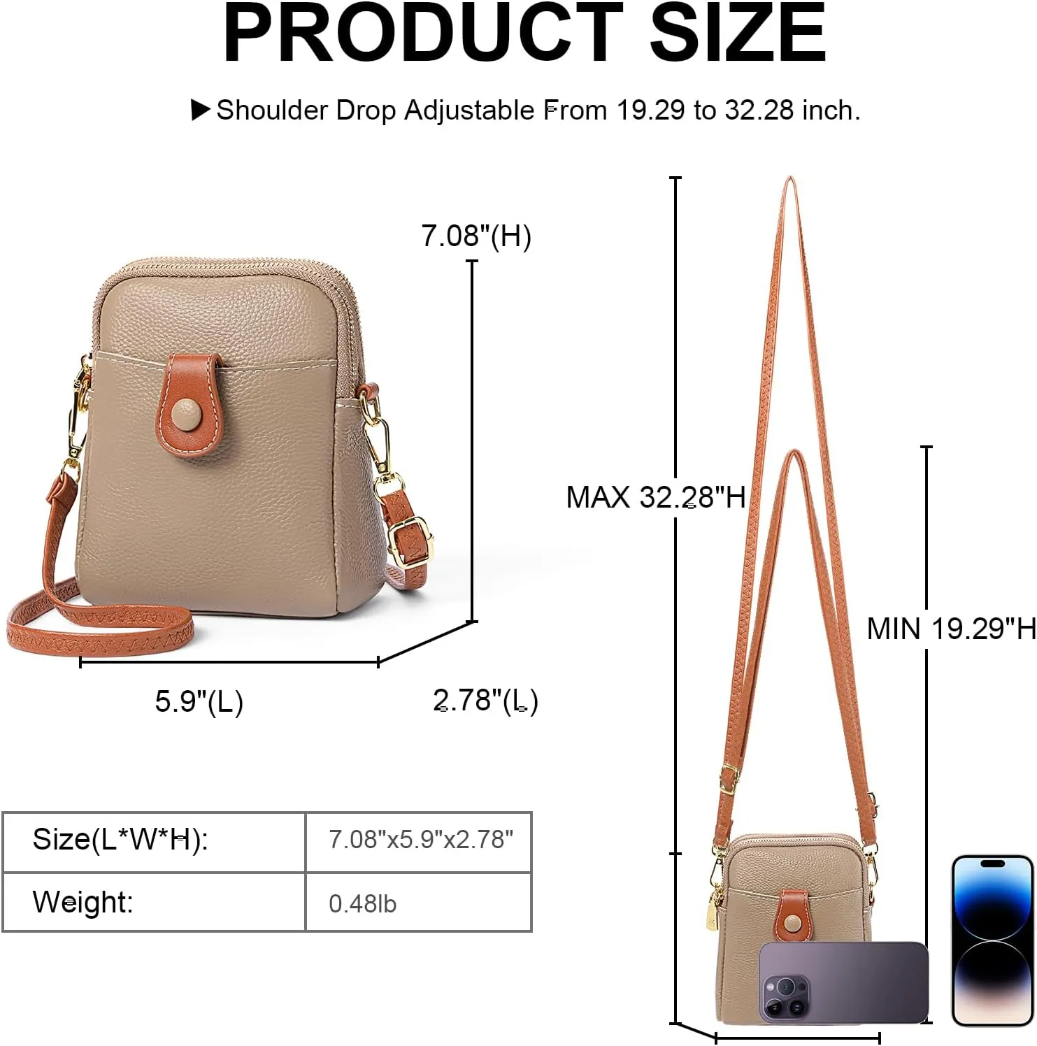 FALAN MULE Small Crossbody Bags for Women,Leather Trendy Cell Phone Bag Wallet Purses with Adjustable Strap