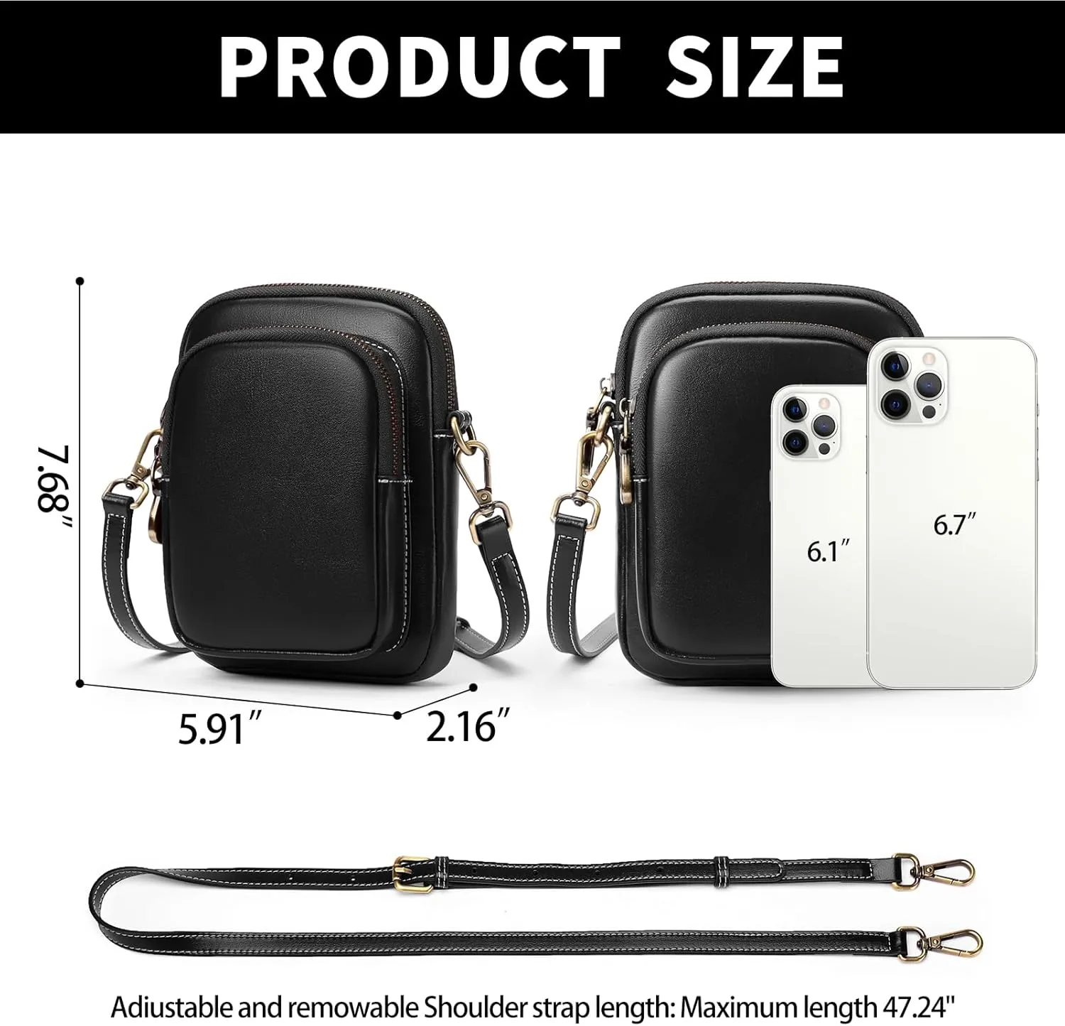 FALAN MULE Small Crossbody Bags for Women,Leather Trendy Cell Phone Bag Wallet Purses with Adjustable Strap