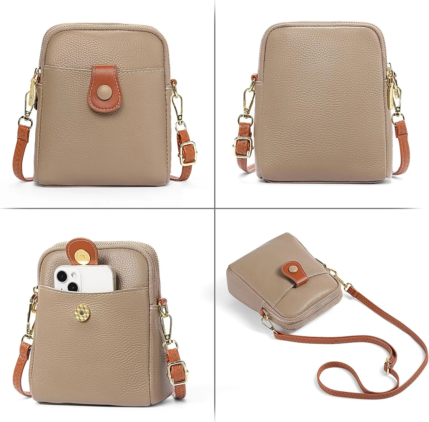 FALAN MULE Small Crossbody Bags for Women,Leather Trendy Cell Phone Bag Wallet Purses with Adjustable Strap