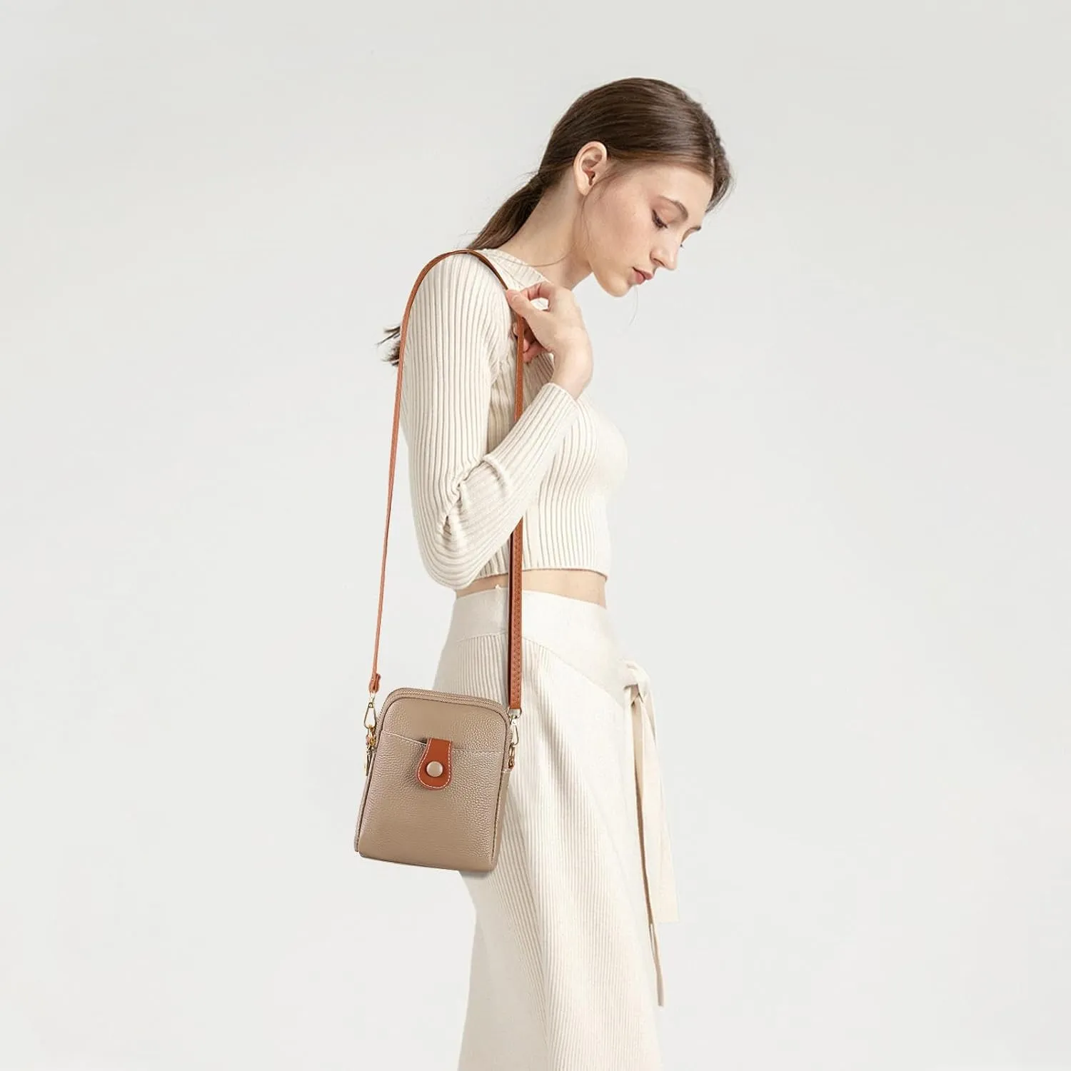 FALAN MULE Small Crossbody Bags for Women,Leather Trendy Cell Phone Bag Wallet Purses with Adjustable Strap