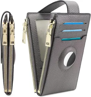 FALAN MULE Womens AirTag Wallet Genuine Leahter Bifold Credit Card Holder with Built-in Integrated Case for AirTag