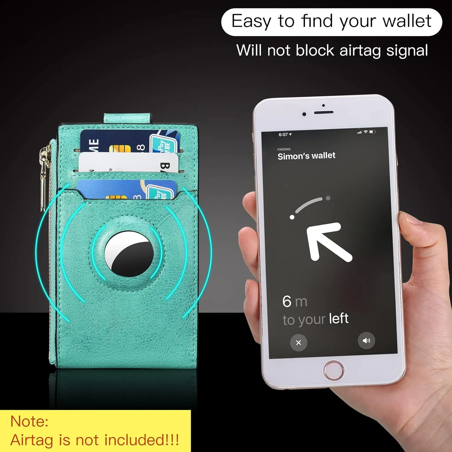 FALAN MULE Womens AirTag Wallet Genuine Leahter Bifold Credit Card Holder with Built-in Integrated Case for AirTag