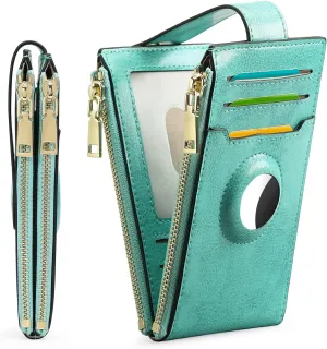 FALAN MULE Womens AirTag Wallet Genuine Leahter Bifold Credit Card Holder with Built-in Integrated Case for AirTag