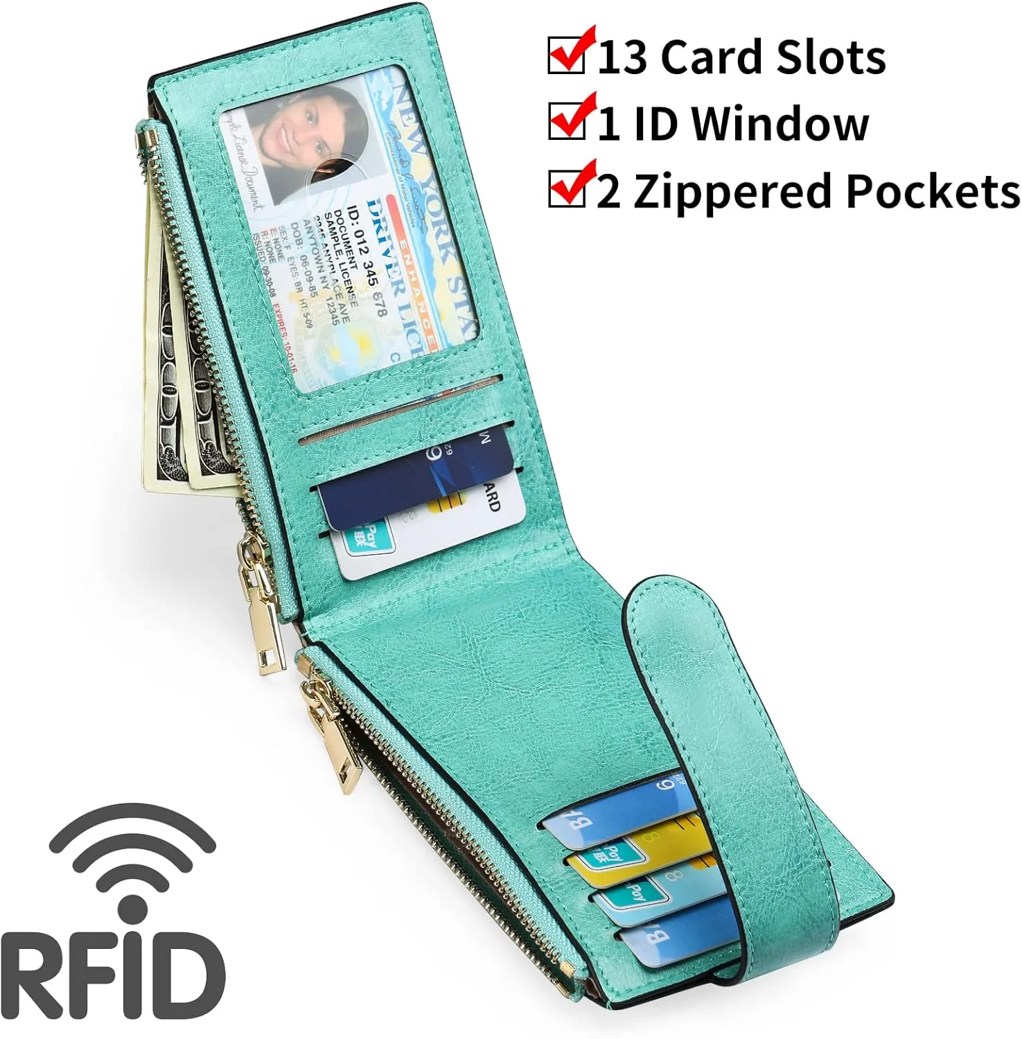 FALAN MULE Womens AirTag Wallet Genuine Leahter Bifold Credit Card Holder with Built-in Integrated Case for AirTag