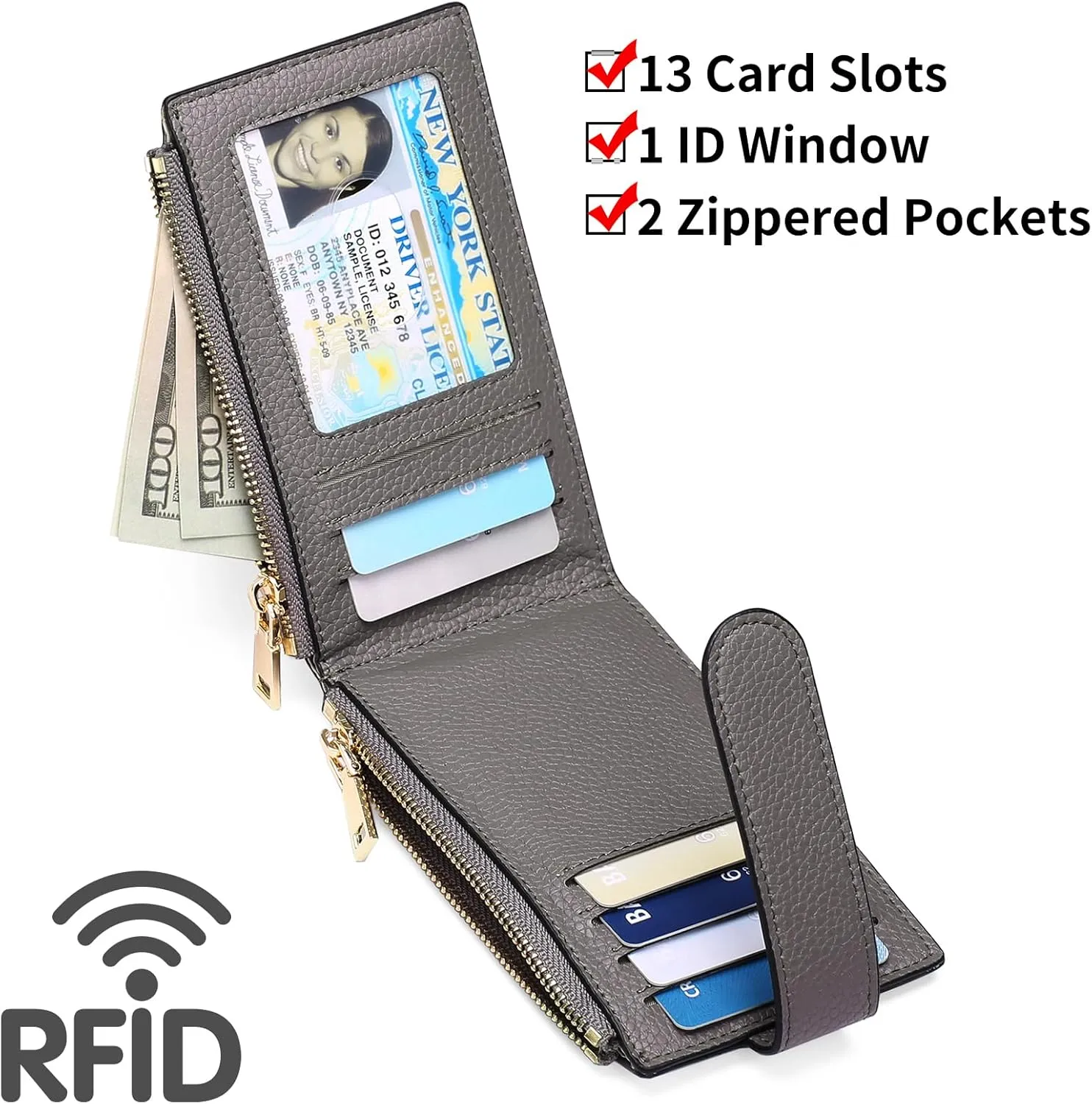 FALAN MULE Womens AirTag Wallet Genuine Leahter Bifold Credit Card Holder with Built-in Integrated Case for AirTag