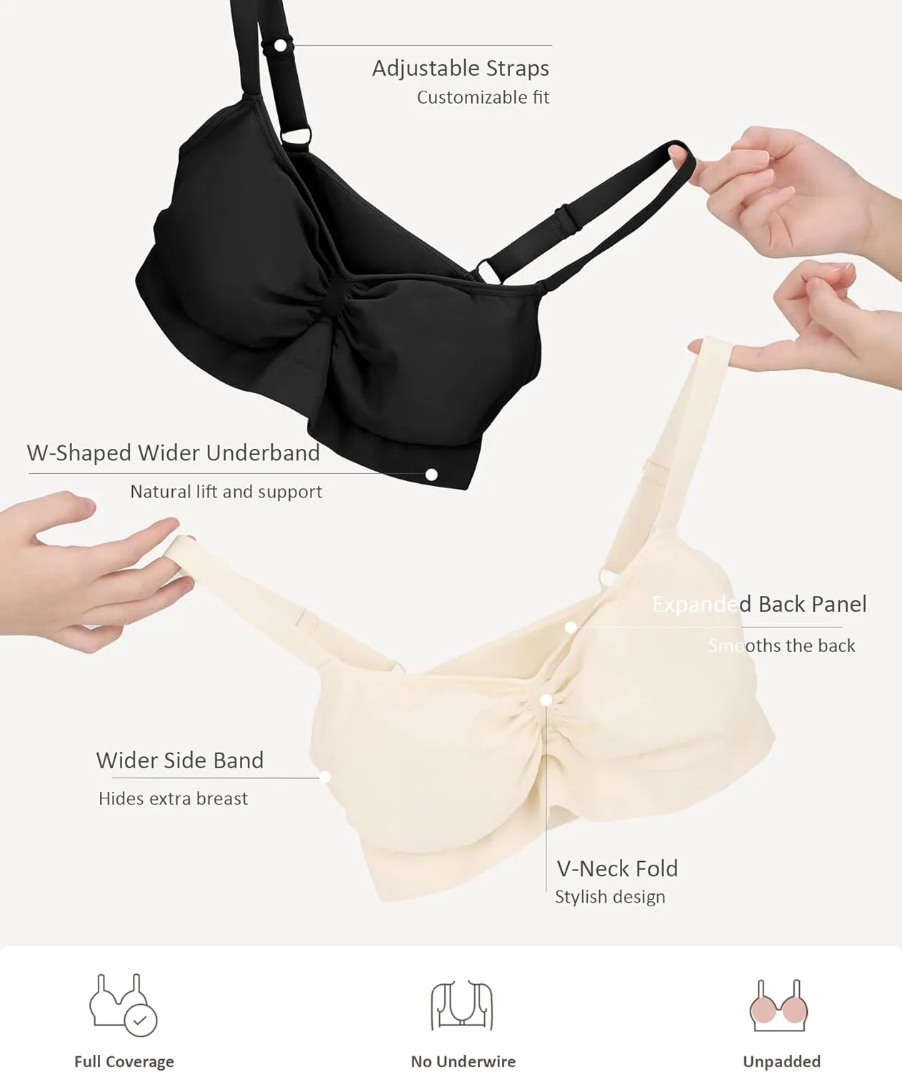 FeelinGirl Bralettes for Women with Support Comfortable Bras No Underwire Seamless Everyday Bras