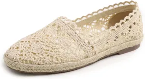 FEVERSOLE Close Toe Espadrilles Women's Comfort Breathable Slip On Flats Shoes
