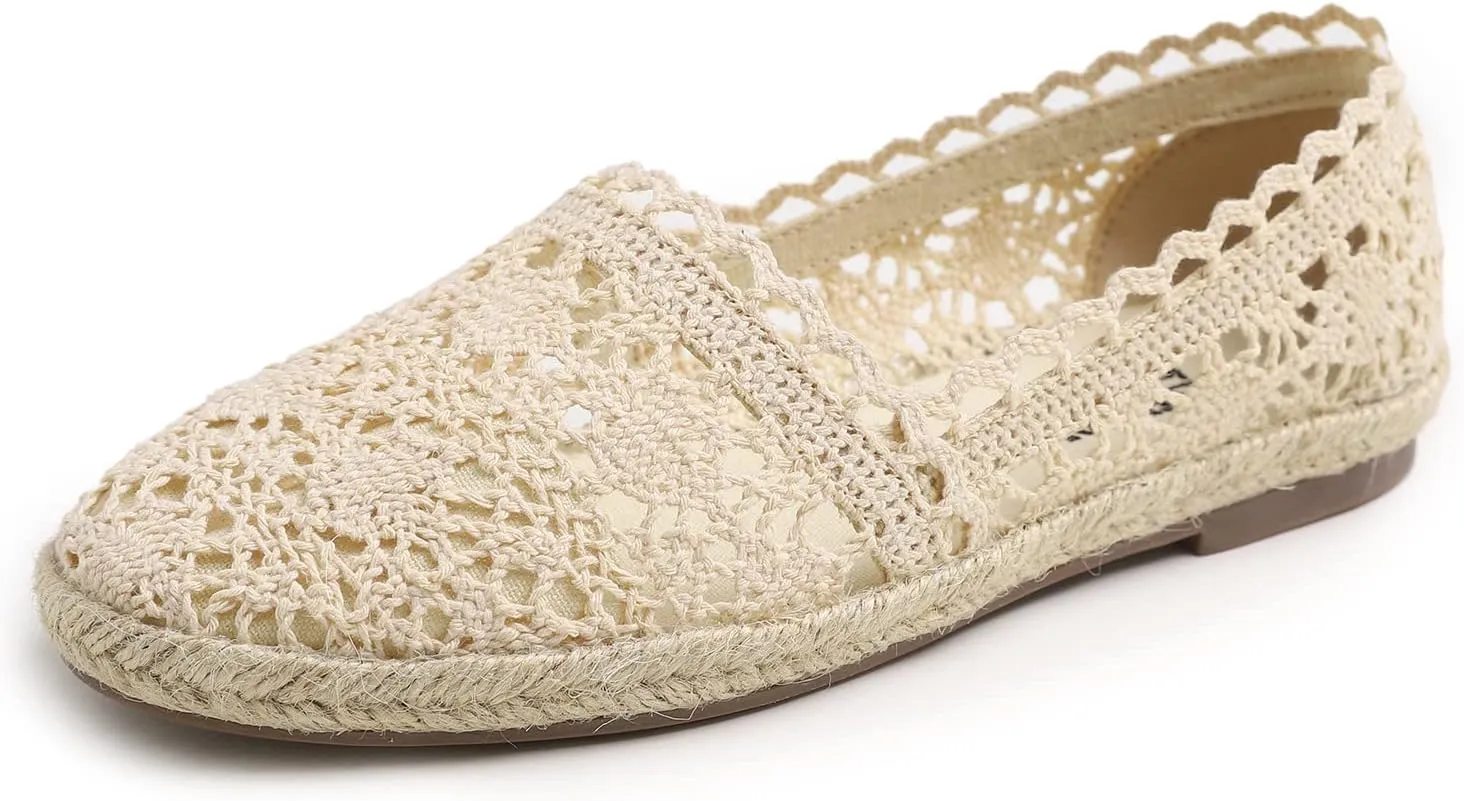 FEVERSOLE Close Toe Espadrilles Women's Comfort Breathable Slip On Flats Shoes