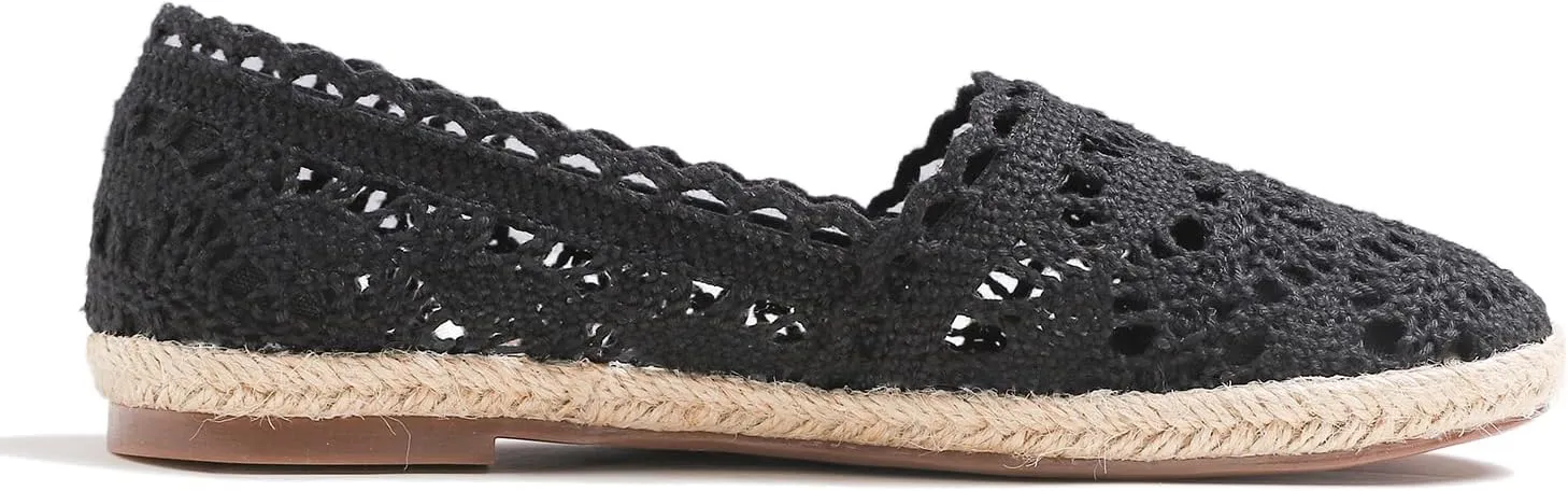 FEVERSOLE Close Toe Espadrilles Women's Comfort Breathable Slip On Flats Shoes