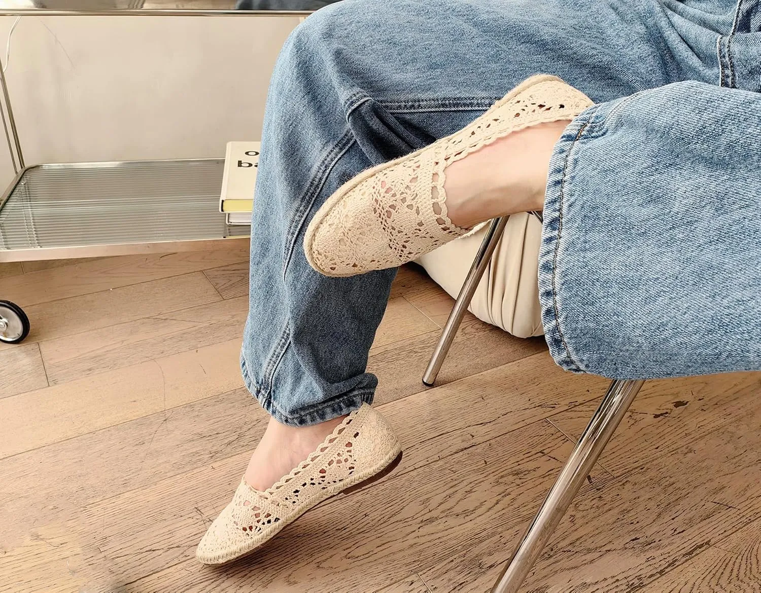 FEVERSOLE Close Toe Espadrilles Women's Comfort Breathable Slip On Flats Shoes